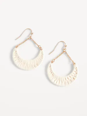 Raffia-Wrapped Hoop Earrings for Women