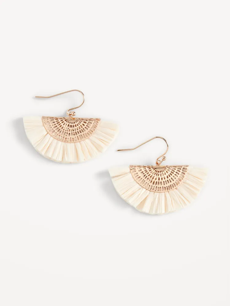Gold-Plated Raffia Drop Earrings for Women