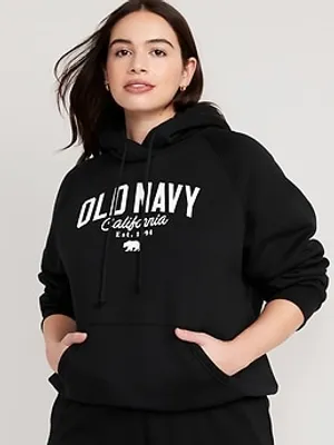 Oversized Logo-Graphic Fleece Hoodie for Women