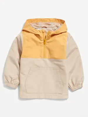 Unisex Color-Block Hooded 1/4-Zip Pullover Windbreaker Jacket for Toddler