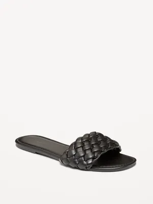 Faux-Leather Puffy Braided Sandals for Women