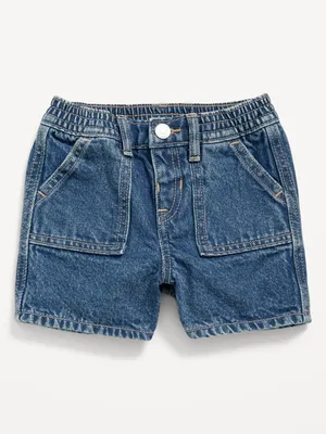 Elasticized Waist Workwear Non-Stretch Jean Shorts for Toddler Girls