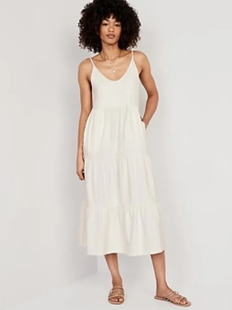 Tie-Back Tiered Midi Swing Dress for Women