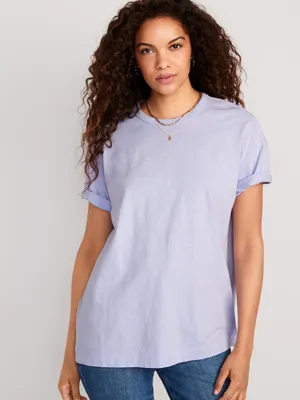 Oversized Vintage Slub-Knit Tunic T-Shirt for Women