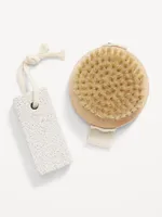 2-Piece Pumice Stone & Brush Set for Adults