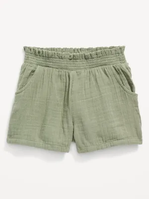 Smocked-Waist Pull-On Shorts for Toddler Girls