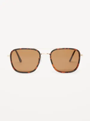 Tortoise Wire-Frame Aviator Sunglasses