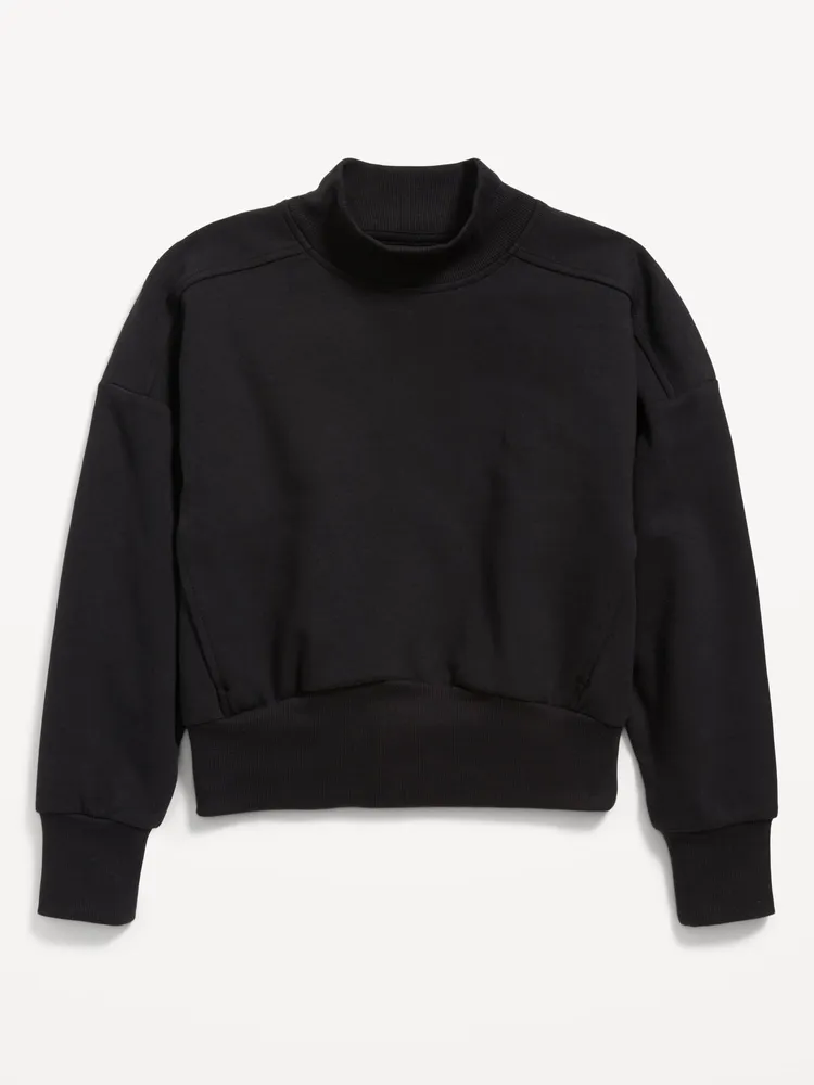 Dynamic Fleece Mock-Neck Hidden-Pocket Sweatshirt for Girls