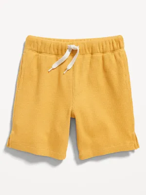 Functional Drawstring Waffle-Knit Shorts for Toddler Boys