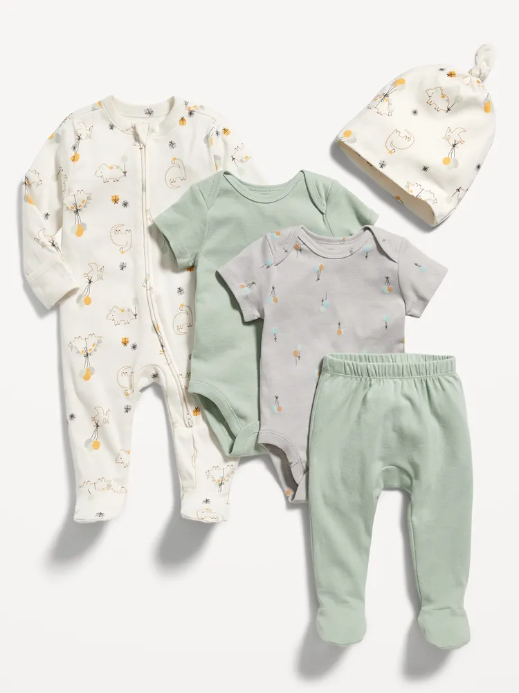 Unisex Soft-Knit 5-Piece Layette Set for Baby