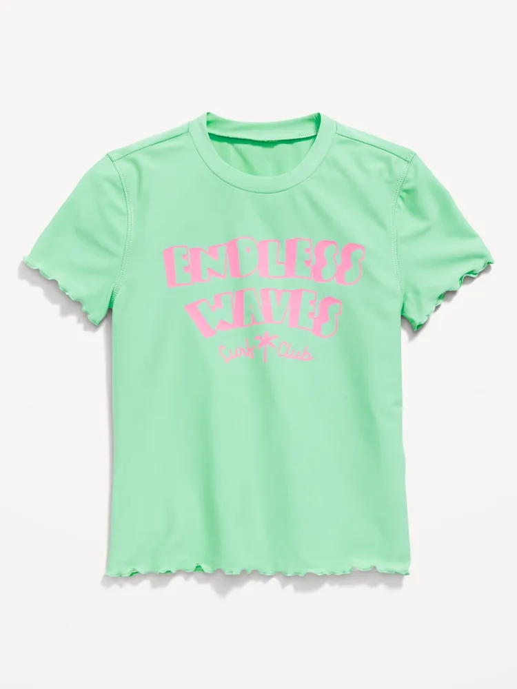 Lettuce-Edge Swim Rashguard Top for Girls