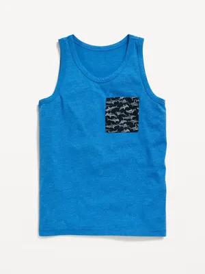 Softest Printed-Pocket Tank Top for Boys
