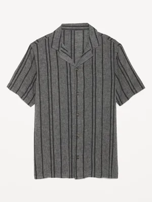 Short-Sleeve Linen-Blend Camp Shirt for Men