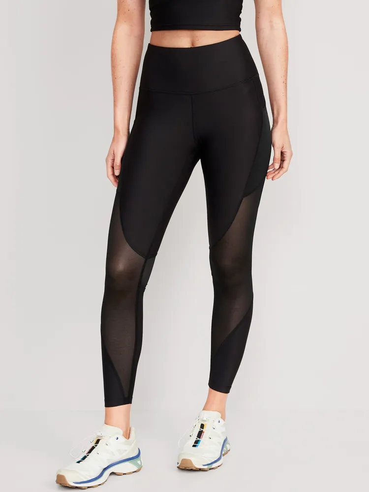 Old Navy High-Waisted PowerSoft Mesh-Paneled 7/8-Length Leggings for Women