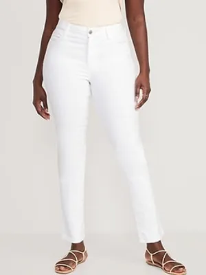 High-Waisted Wow Slim-Straight White Jeans for Women