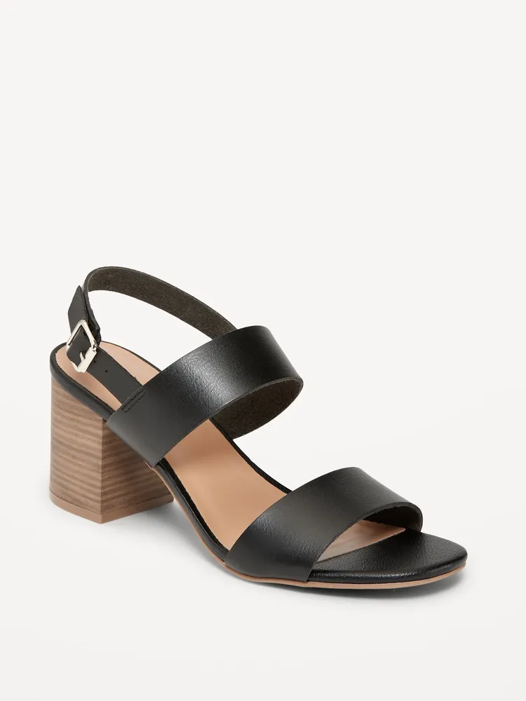 Faux-Leather Strappy Block-Heel Sandals for Women