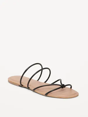 Faux-Leather Strappy Knotted Sandals for Women