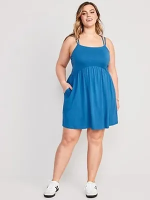 Matching Fit & Flare Cross-Back Mini Cami Dress for Women