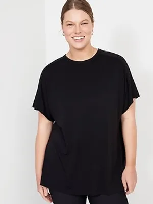 UltraLite Oversized Rib-Paneled Tunic T-Shirt for Women