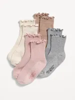 Lettuce-Edge Crew Socks 4-Pack for Toddler Girls & Baby