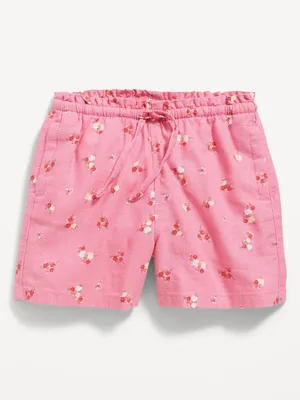 Functional Drawstring Linen-Blend Pull-On Shorts for Toddler Girls