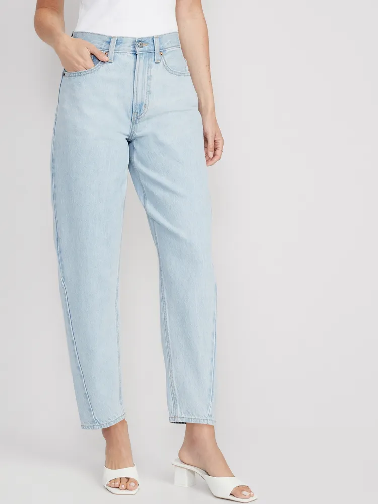 Extra High-Waisted Non-Stretch Ankle-Length Balloon Jeans for Women