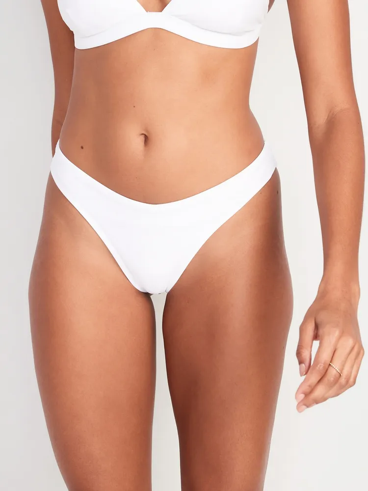 Low-Rise V-Front French-Cut Bikini Swim Bottoms