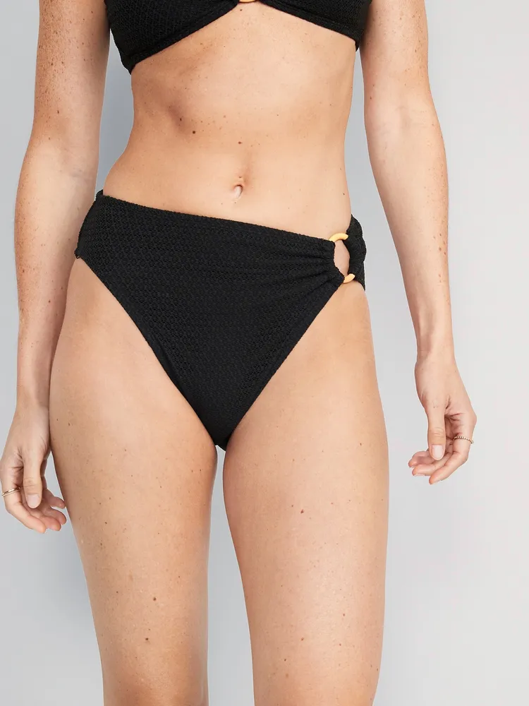 Old Navy Mid-Rise O-Ring Crochet-Knit French-Cut Bikini Swim Bottoms for  Women