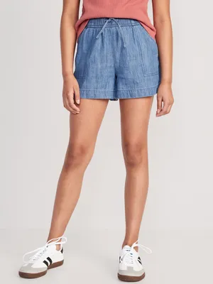 Chambray Drawstring Shorts for Girls