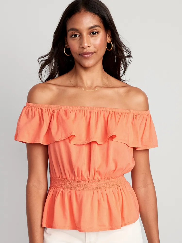 Old Navy Off-The-Shoulder Waist-Defined Smocked Blouse for Women