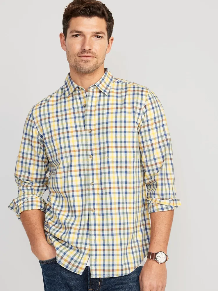 Regular-Fit Built-In Flex Patterned Everyday Shirt for Men