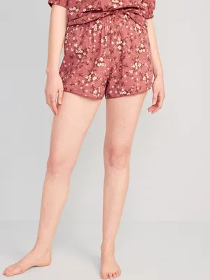 High-Waisted Floral Pajama Shorts - 3-inch inseam