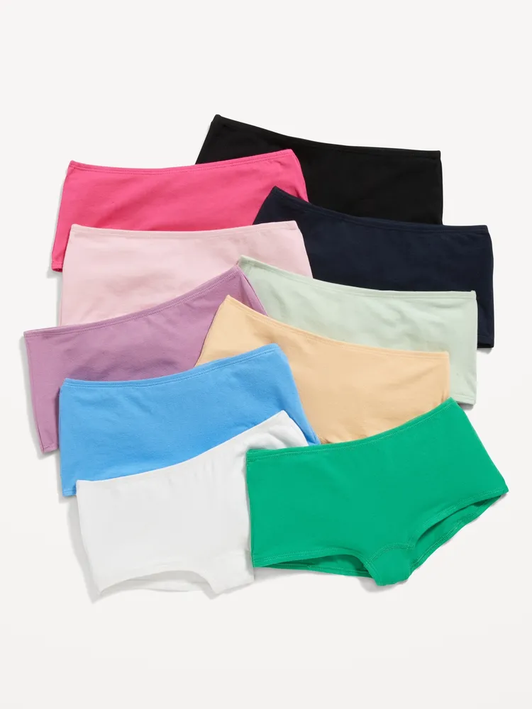 Stretch-to-Fit Boyshorts Underwear 10-Pack for Girls