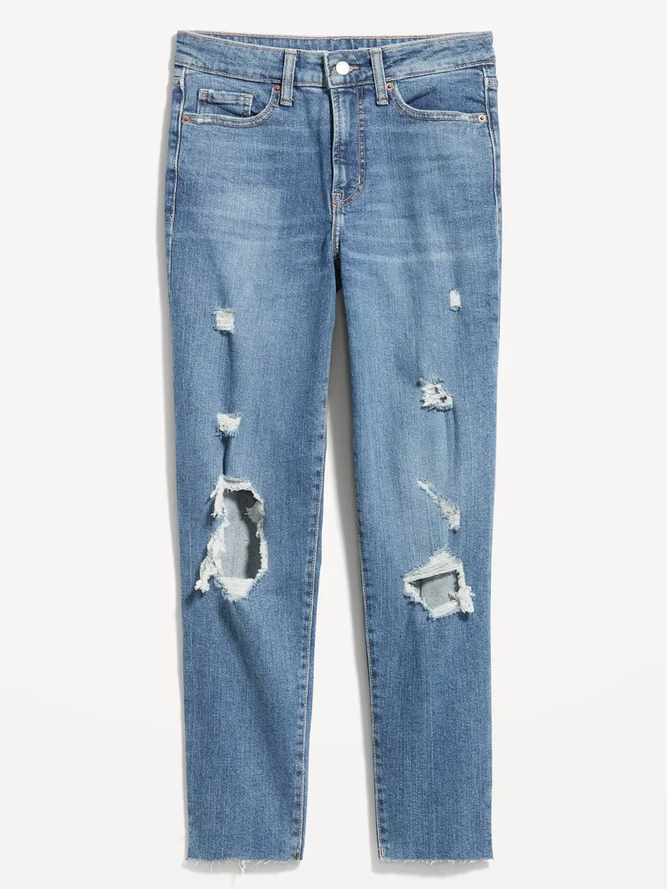 Old Navy High-Waisted OG Straight Ripped Ankle Jeans for Women