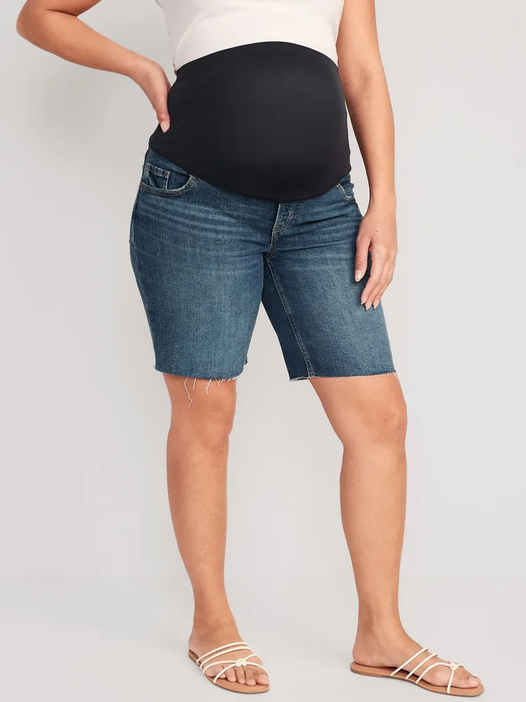 Maternity Front Low Panel OG Straight Jean Shorts -- 5-inch inseam