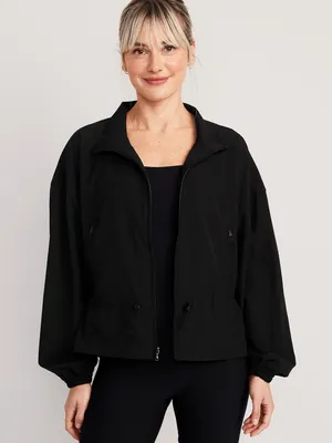 Loose StretchTech Cinched-Waist Jacket for Women