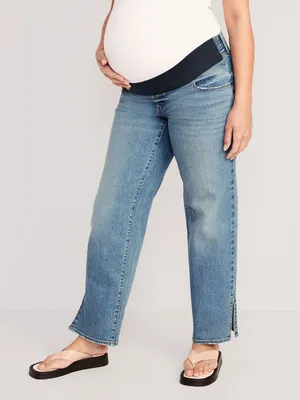 Maternity Front-Low Panel OG Loose Side-Split Jeans