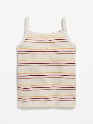 Rib-Knit Henley Lace-Trim Cami Top for Toddler Girls