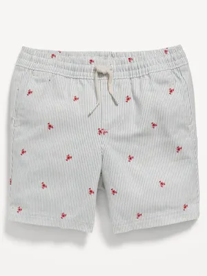 Printed Functional-Drawstring Twill Shorts for Toddler Boys