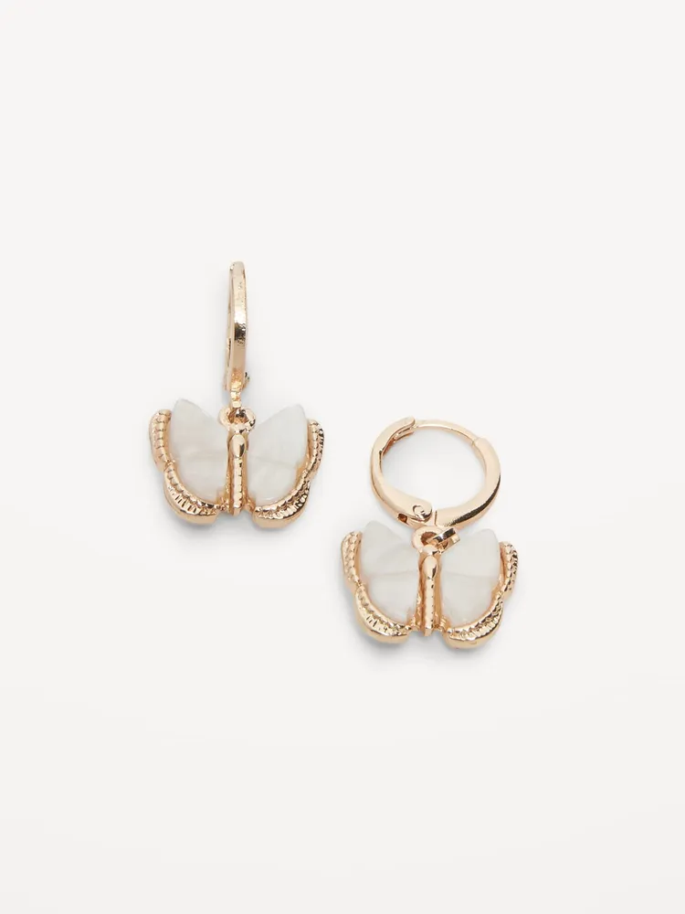 Gold-Plated Butterfly Dangling Huggie Earrings for Women