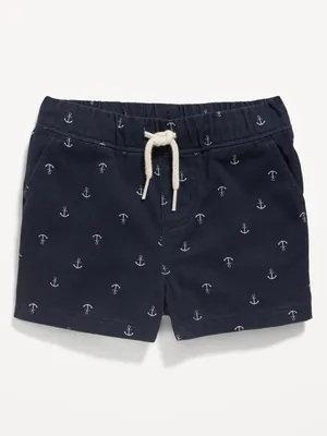 Functional-Drawstring Printed Twill Shorts for Baby