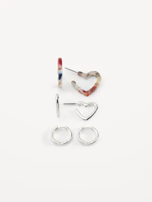 Silver-Plated Hoop Earrings 3-Pack for Women
