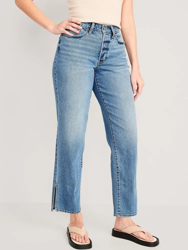 Curvy High-Waisted Button-Fly OG Loose Side-Slit Jeans for Women