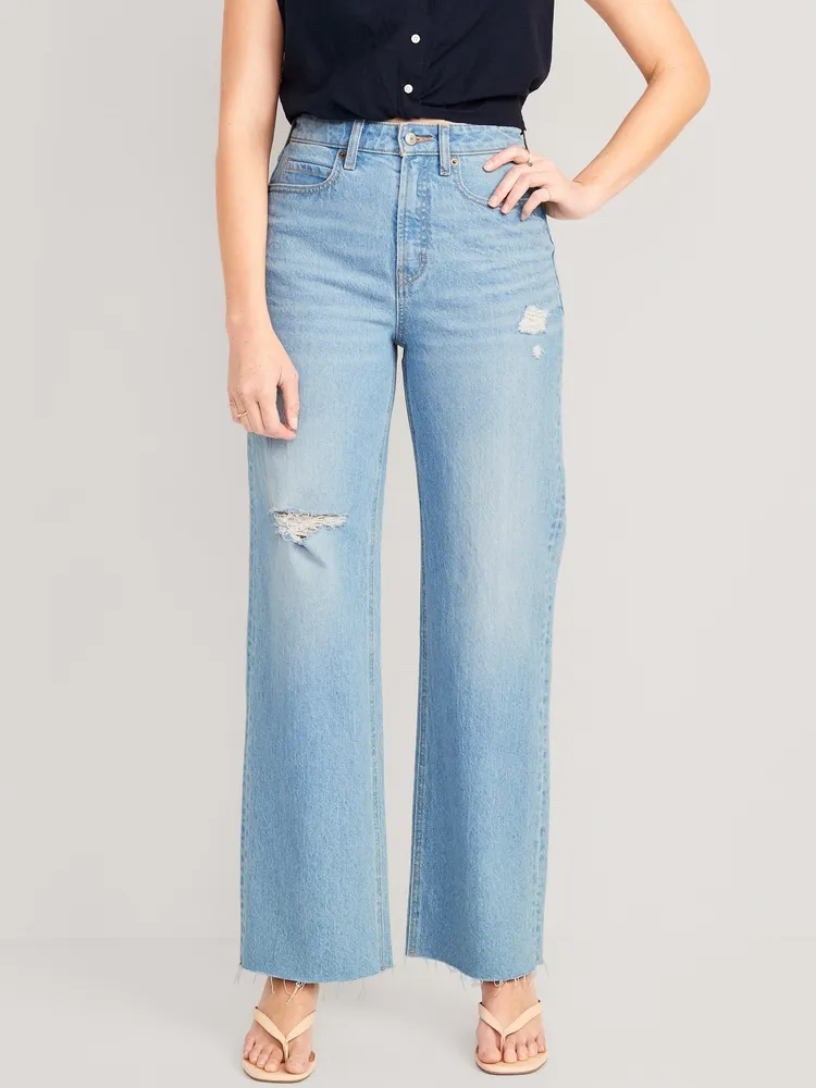 Old Navy Curvy Extra High-Waisted Cut-Off Wide-Leg Jeans