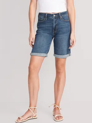 High-Waisted O.G. Straight Jean Shorts for Women - 9-inch inseam