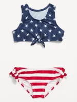 Matching Printed Tie-Front Bikini Swim Set for Toddler & Baby