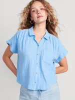 V-Neck Dolman-Sleeve Blouse for Women