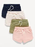 French Terry Drawstring Dolphin-Hem Shorts 4-Pack for Toddler Girls