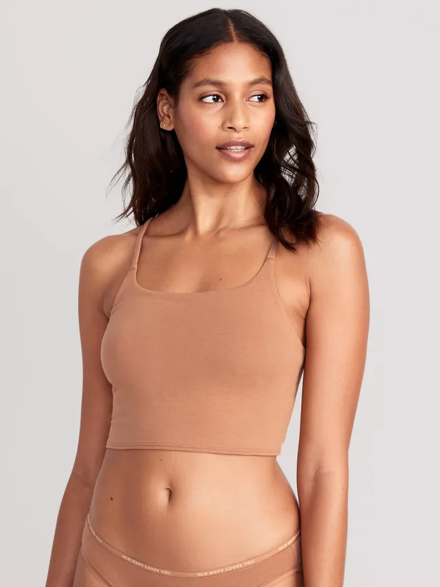Cropped Rib-Knit Seamless Cami Bra Top for Women