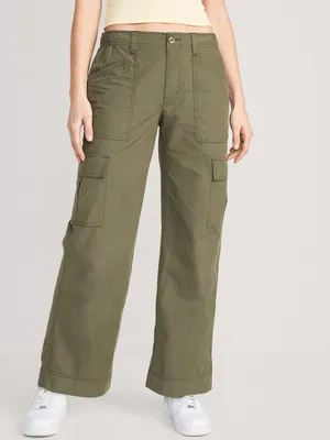 Mid-Rise Wide-Leg Cargo Pants for Women